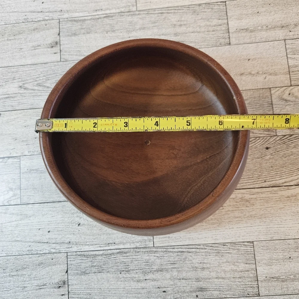 Vintage Oval Dark Conker Wooden Hand Turned Reducta Teak Fruit Bowl Medium